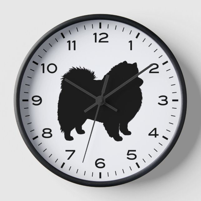 American Eskimo Dog Eskie Silhouette Clock (Front)