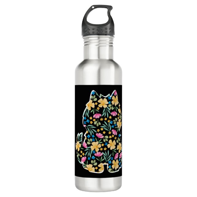 American Eskimo Dog Flower 710 Ml Water Bottle (Front)