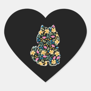 American Eskimo Dog Flower Heart Sticker