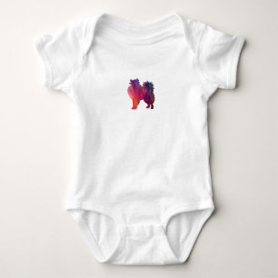 American Eskimo Dog Geo Silhouette Purple Baby Bodysuit