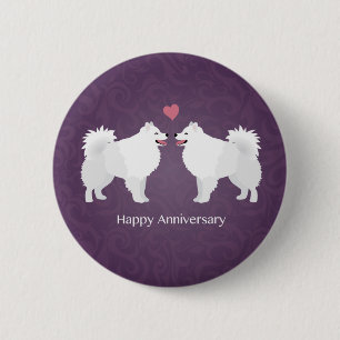 American Eskimo Dog Happy Anniversary Design 6 Cm Round Badge