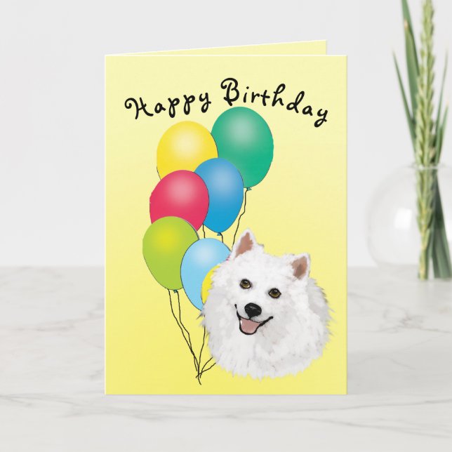American Eskimo Dog Happy Birthday Card (Front)