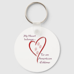 American Eskimo Dog heart Belongs Key Ring