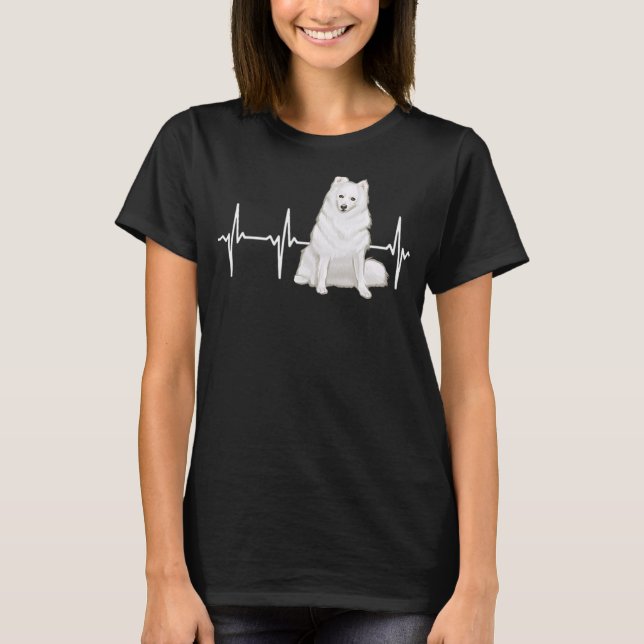 American Eskimo Dog Heartbeat Dog Lover T-Shirt (Front)