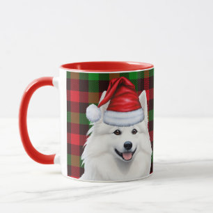 American Eskimo Dog Holiday Plaid Christmas Mug