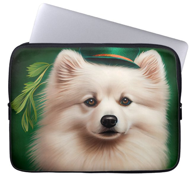 American Eskimo dog in St. Patrick's Day Dress Laptop Sleeve (Front)