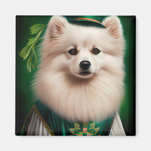 American Eskimo dog in St. Patrick's Day Dress Magnet