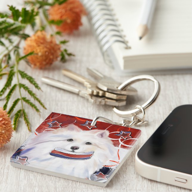 American Eskimo Dog  Key Ring (Front Right)