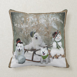 American Eskimo Dog Let It Snow Pillow