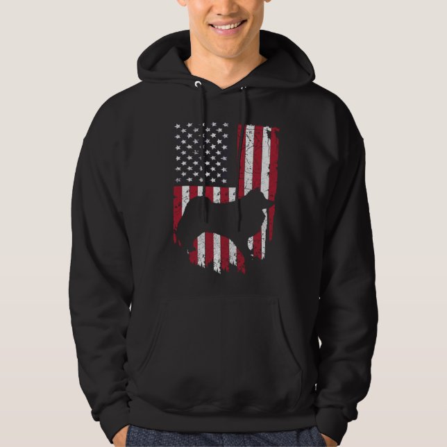 American Eskimo Dog Mom & Dad Patriotic  4th Of Ju Hoodie (Front)