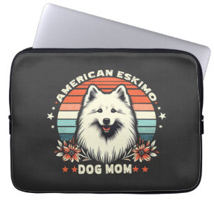 American Eskimo Dog Mum in Vintage Serenity Laptop Sleeve