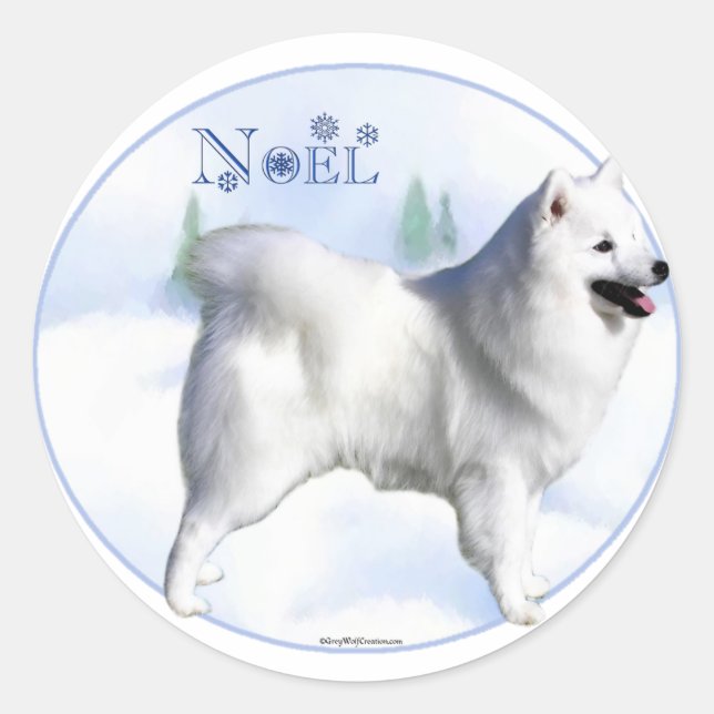 American Eskimo Dog Noel Classic Round Sticker (Front)