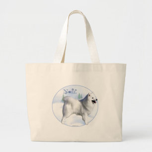 American Eskimo Dog Noel Large Tote Bag