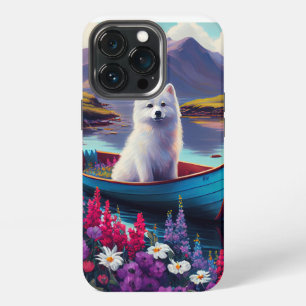 American Eskimo Dog on Paddle: A Scenic Adventure iPhone 13 Pro Case