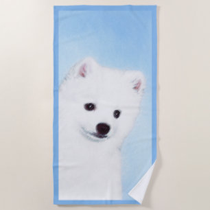 American Eskimo Dog Painting - Original Dog Art Beach Towel