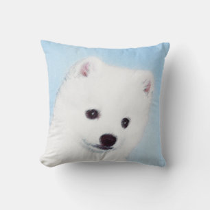 American Eskimo Dog Painting - Original Dog Art Cushion