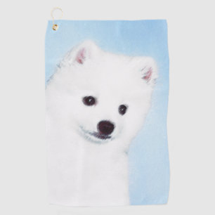 American Eskimo Dog Painting - Original Dog Art Golf Towel