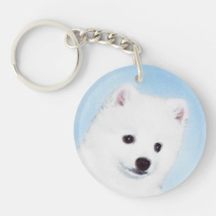 American Eskimo Dog Painting - Original Dog Art Key Ring