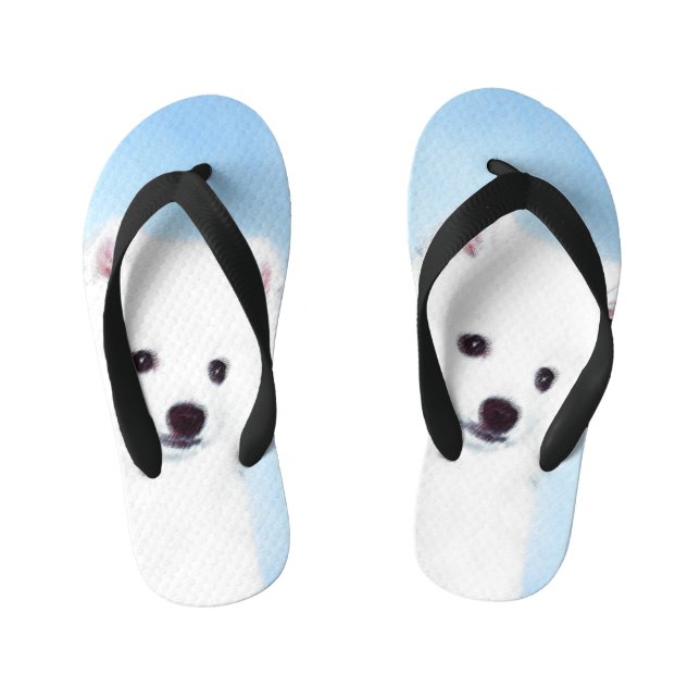 American Eskimo Dog Painting - Original Dog Art Kid's Thongs (Footbed)
