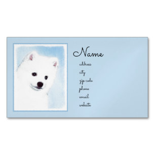 American Eskimo Dog Painting - Original Dog Art Magnetic Business Card