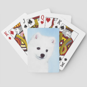 American Eskimo Dog Painting - Original Dog Art Playing Cards