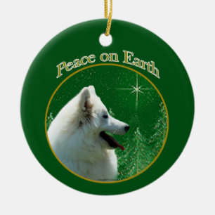 American Eskimo Dog Peace Ceramic Ornament