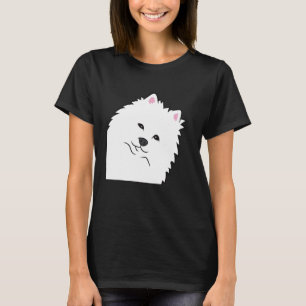 American Eskimo Dog Peeking From Side Cute America T-Shirt