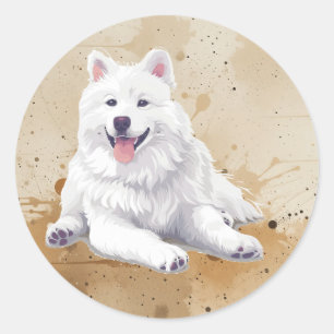 American Eskimo Dog Pet Animal Classic Round Sticker