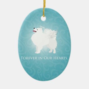 American Eskimo Dog Pet Loss Sympathy Design Ceramic Ornament