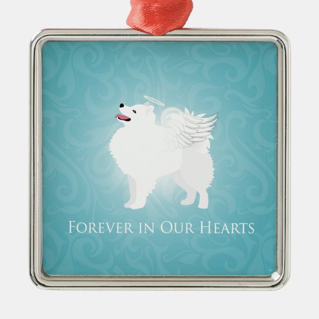 American Eskimo Dog Pet Loss Sympathy Design Metal Ornament (Front)