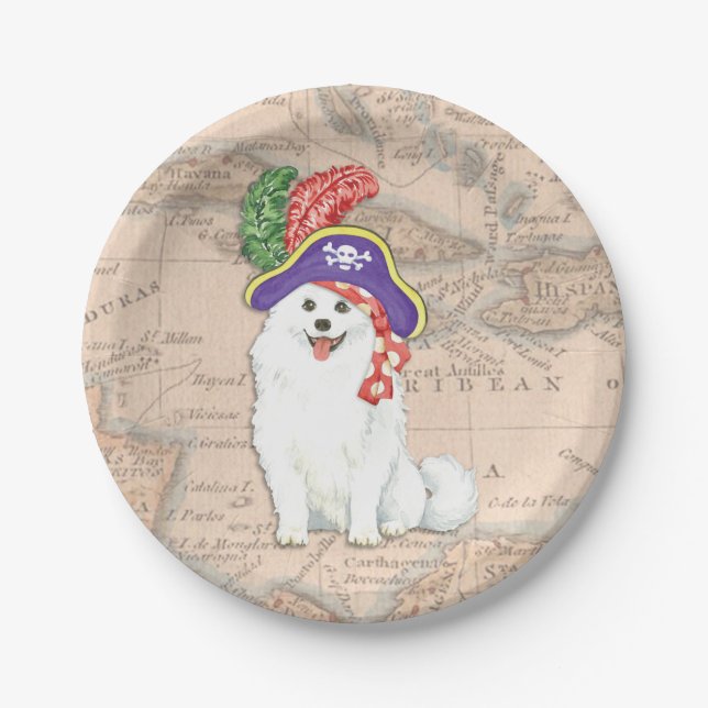 American Eskimo Dog Pirate Paper Plates (Front)