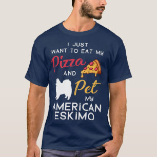 American Eskimo Dog Pizza Lover Owner Xmas Birthda T-Shirt