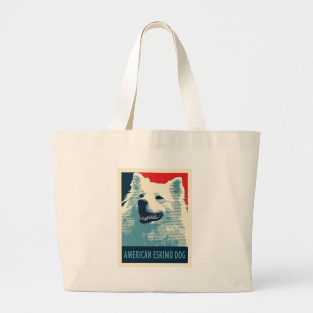 American Eskimo Dog Political Hope Parody Large Tote Bag (Front)