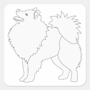 American Eskimo Dog Ready to Colour Design Square Sticker
