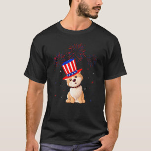 American Eskimo Dog Red White Blue Fireworks 4th O T-Shirt
