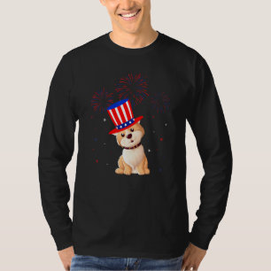 American Eskimo Dog Red White Blue Fireworks 4th O T-Shirt