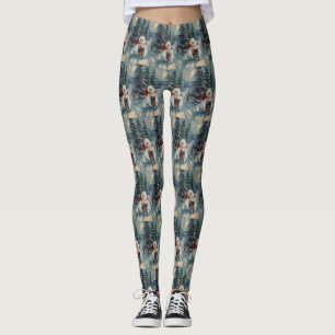 American Eskimo Dog Riding Motorcycle Christmas Leggings