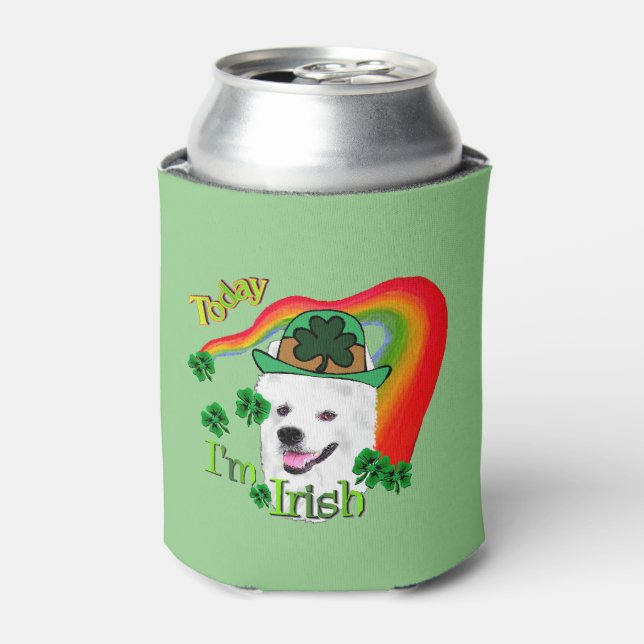 American Eskimo Dog Saint Patricks Day Can Cooler (Can Front)