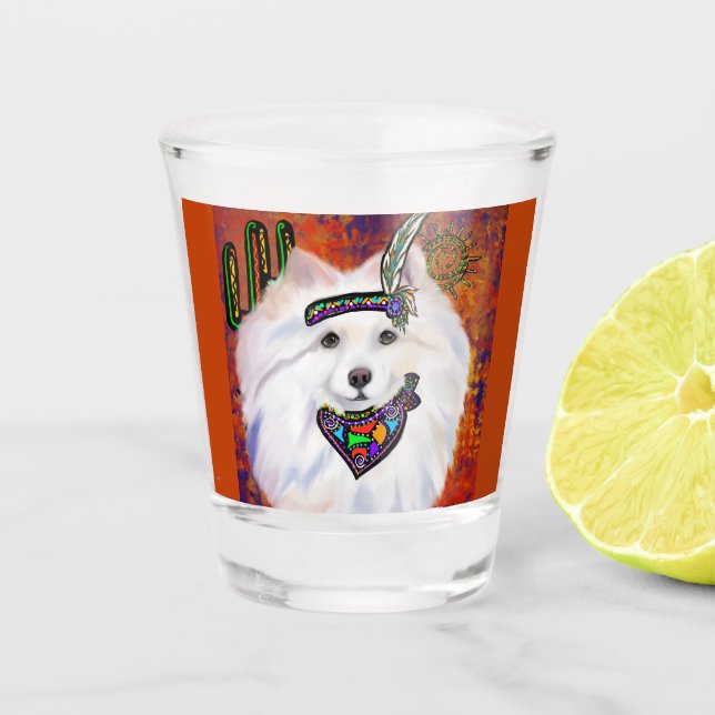 American Eskimo Dog  Shot Glass (Front)