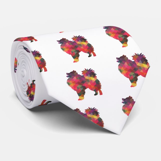 American Eskimo Dog Silhouette Designs Tie (Rolled)