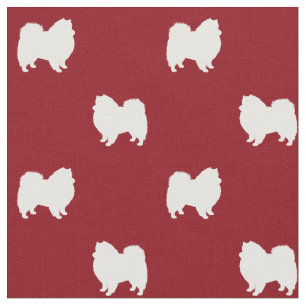American Eskimo Dog Silhouettes Pattern Fabric