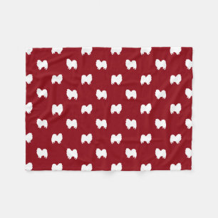 American Eskimo Dog Silhouettes Pattern Fleece Blanket