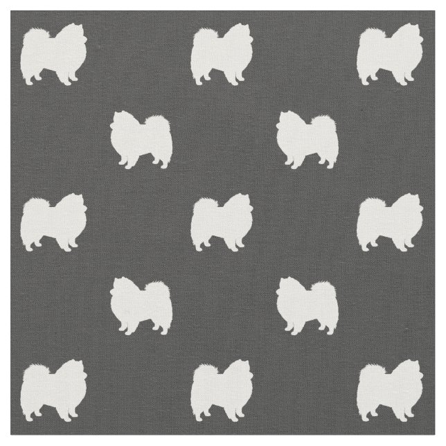 American Eskimo Dog Silhouettes Patterned Fabric (Close Up)