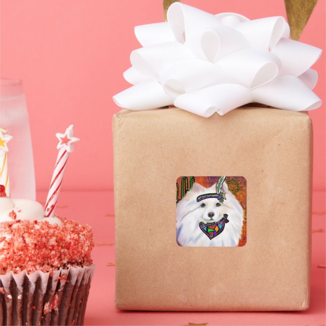 American Eskimo Dog  Square Sticker (Party)