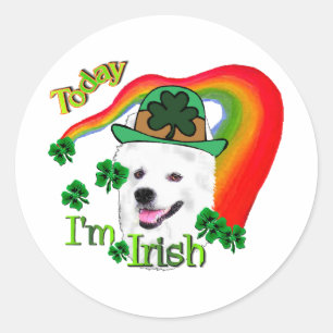 American Eskimo Dog St Patricks Classic Round Sticker