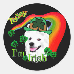 American Eskimo Dog St Patricks Classic Round Sticker