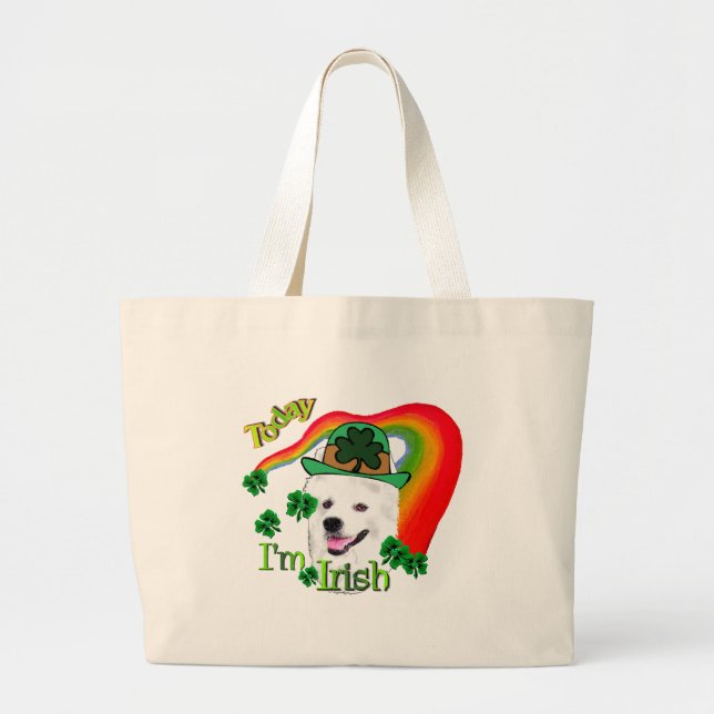 American Eskimo Dog St Patricks Large Tote Bag (Front)