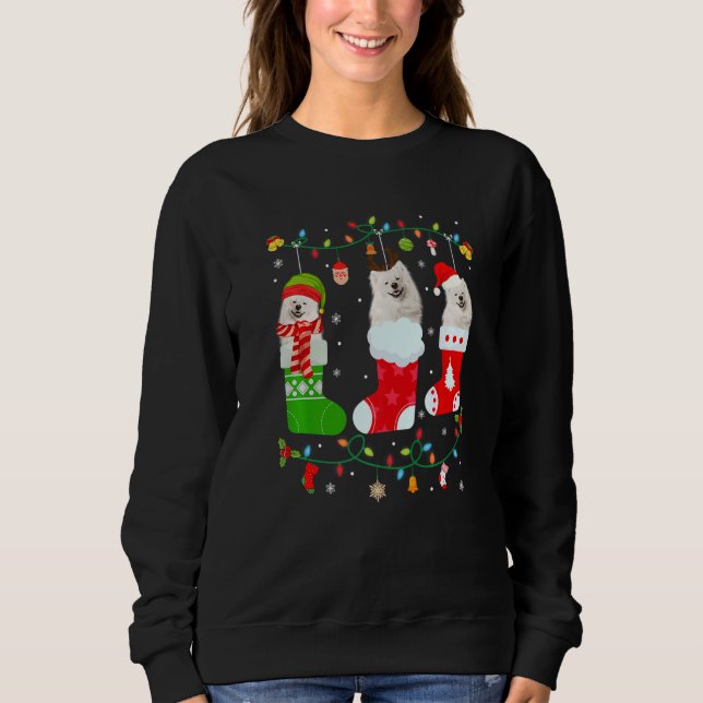 American Eskimo Dog Three Christmas Socks Sweater  (Front)