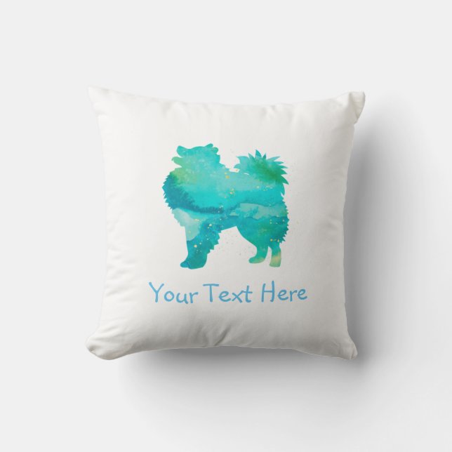 American Eskimo Dog Watercolor Customisable Pillow (Front)