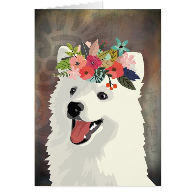 American Eskimo Dog Wearing a Flower Crown (Front)